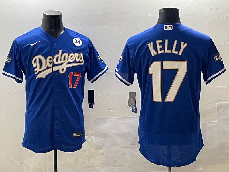 Men Los Angeles Dodgers #17 Kelly Blue Gold Elite 2025 Nike MLB Jersey style 9